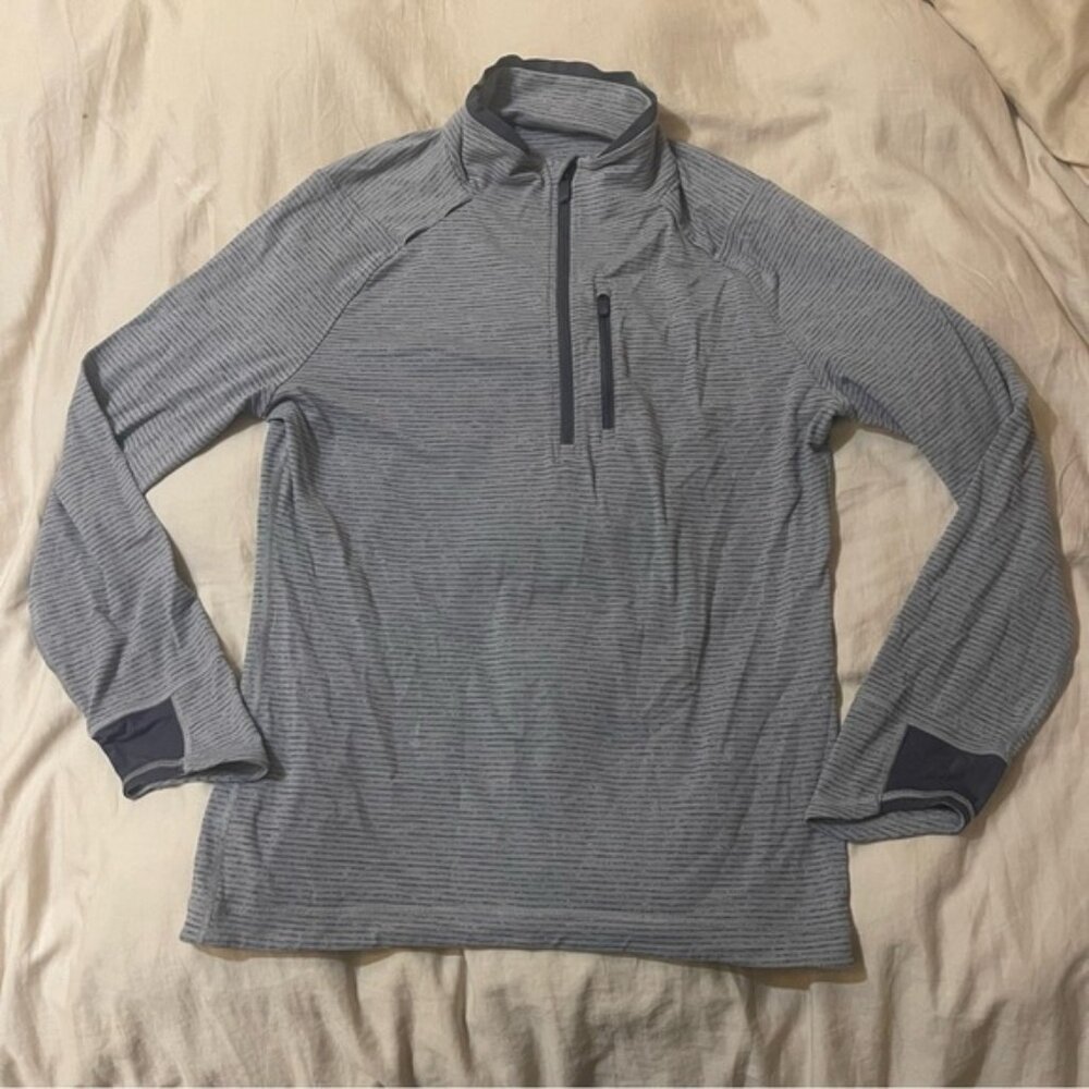 Lululemon Mens Grey Striped Quarter Zip Pullover Size L